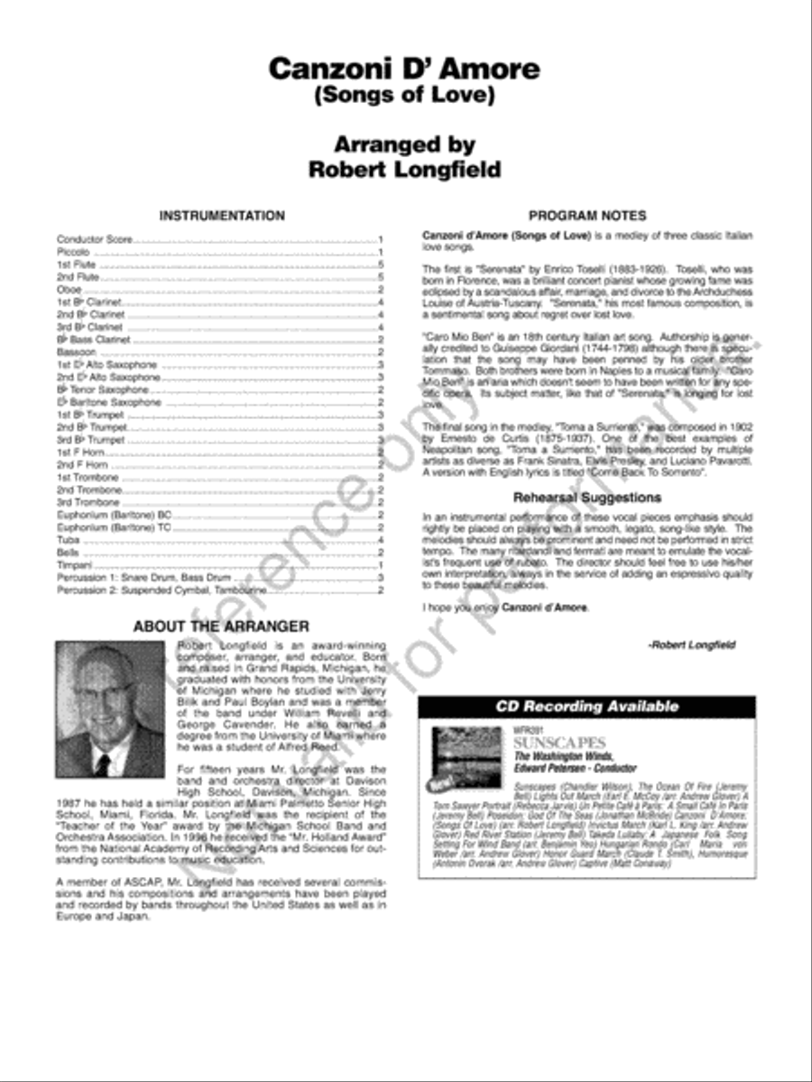 Canzoni D'Amore Concert Band scores gallery preview page 3