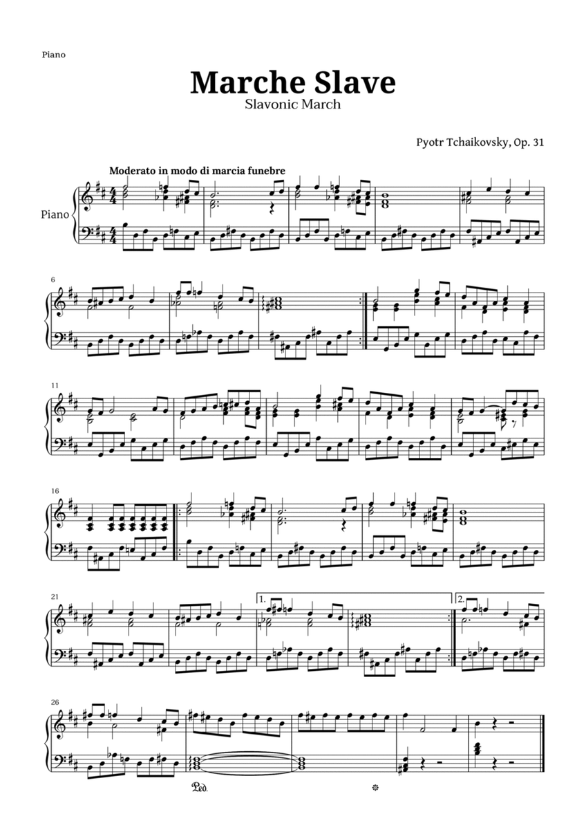 Marche Slave by Tchaikovsky for Piano image number null