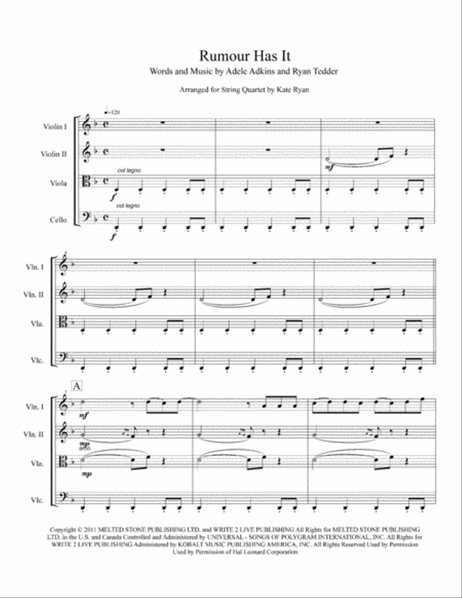 Rumour Has It Rumour Has It String Quartet scores gallery preview page 2
