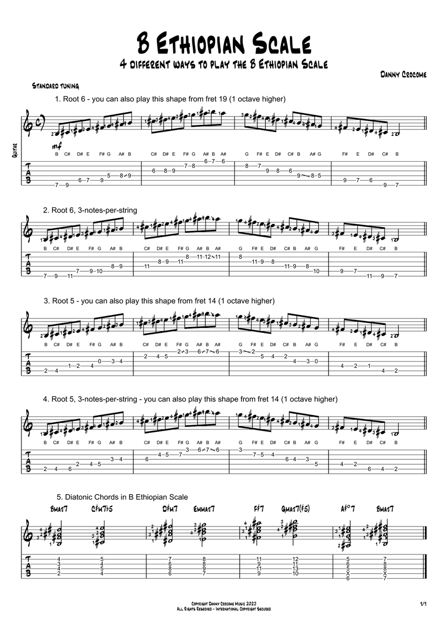 B Ethiopian Scale (4 Ways to Play) Electric Guitar scores gallery preview page 1
