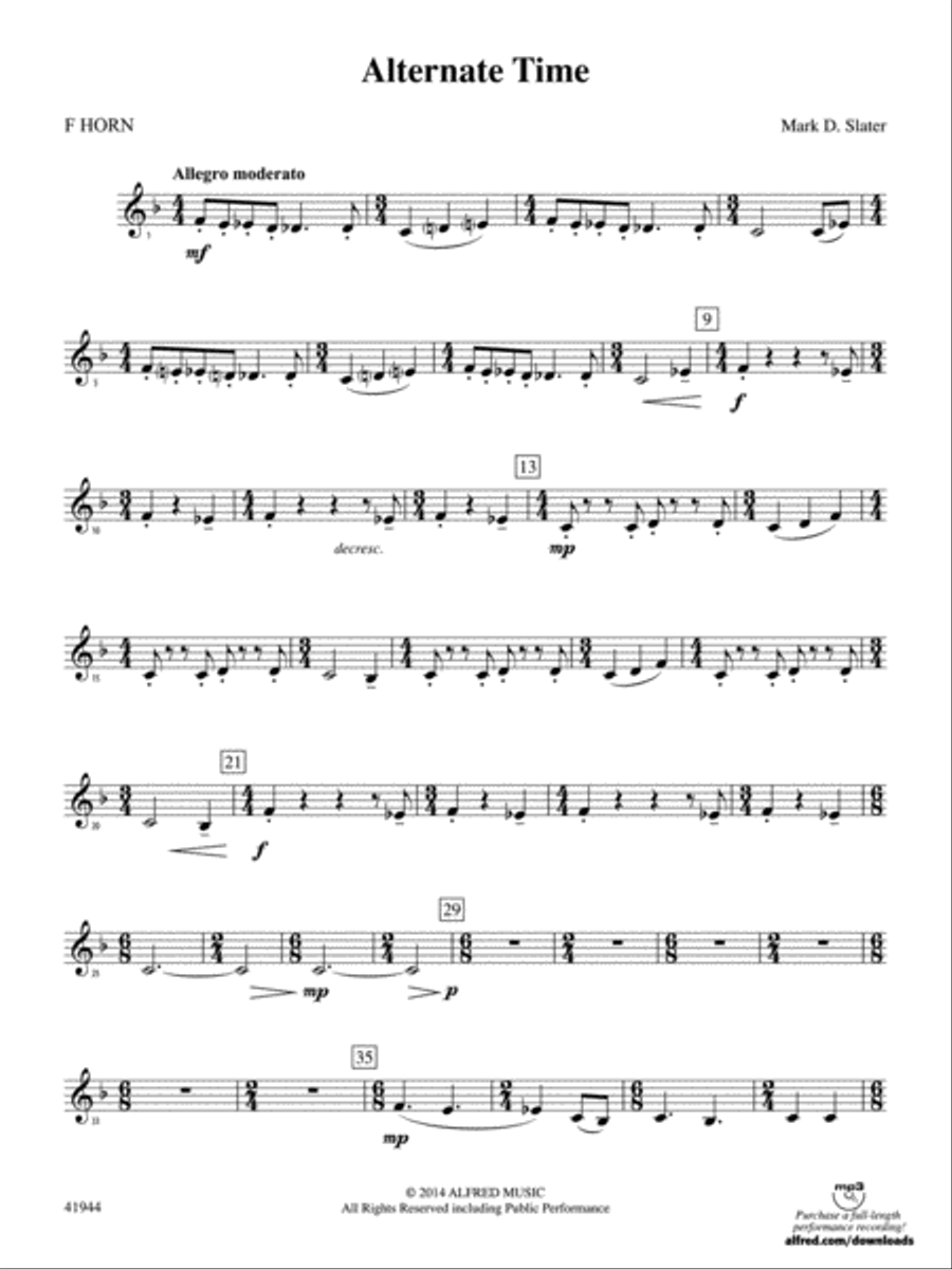Alternate Time: 1st F Horn Concert Band scores gallery preview page 1