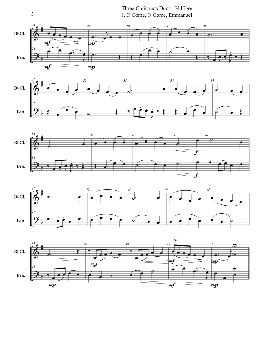 Three Christmas Duos for Clarinet and Bassoon Woodwind Duet scores gallery preview page 4