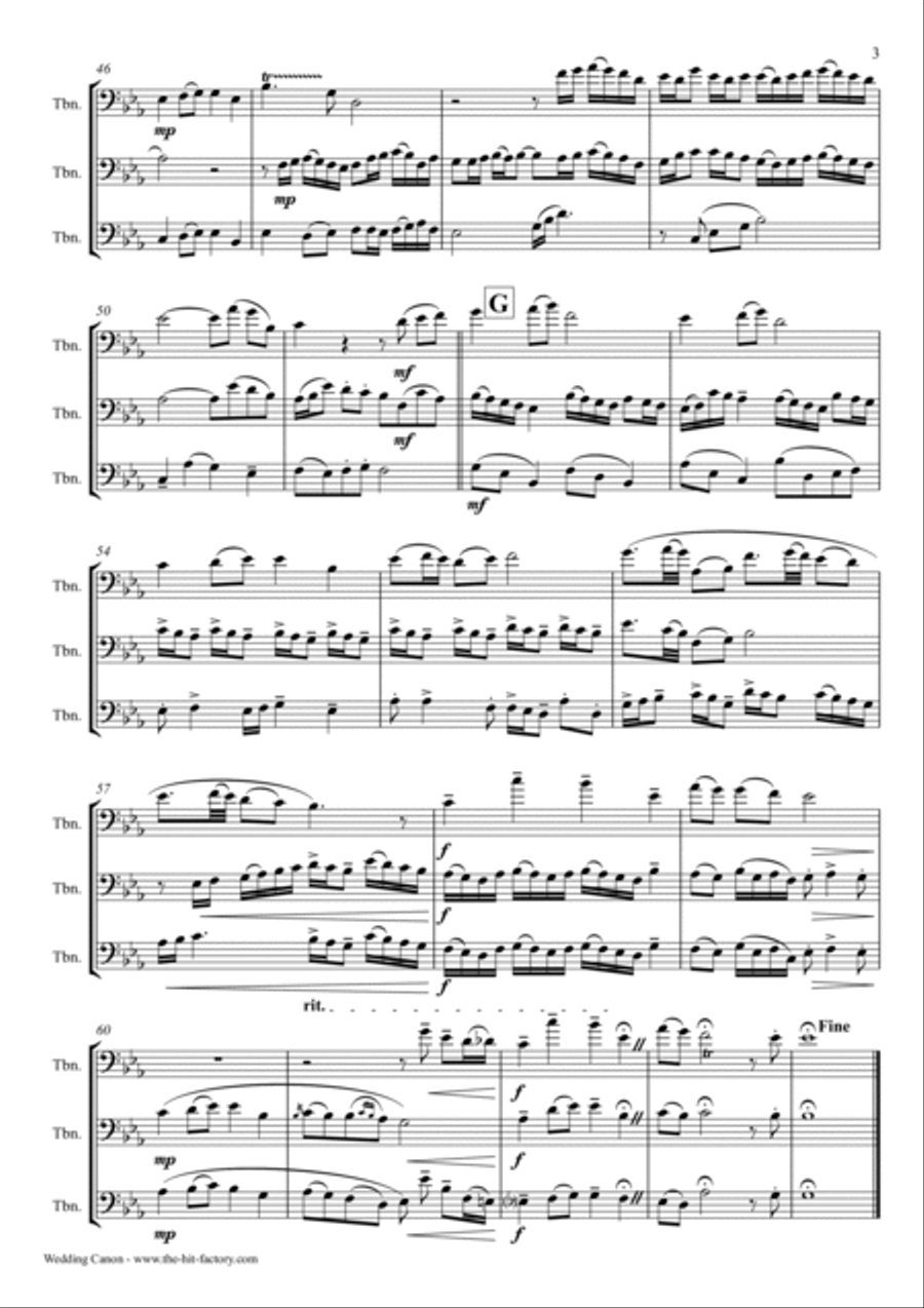 Wedding Canon - Festive Concert Piece - Trombone Trio Trombone Trio scores gallery preview page 3