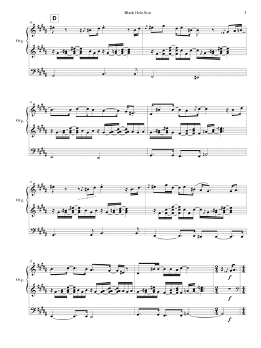Black Hole Sun Organ Solo scores gallery preview page 4