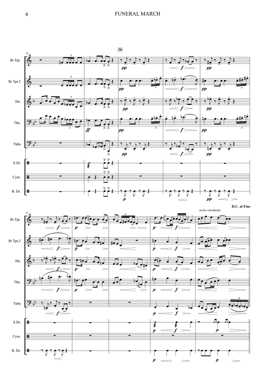 Funeral March in memory of Rikard Nordraak Brass Ensemble scores gallery preview page 4