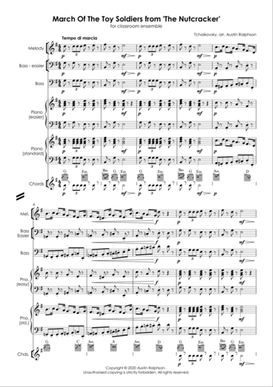 March Of The Toy Soldiers from 'The Nutcracker' with backing track - Classroom ensemble Bassoon scores gallery preview page 6
