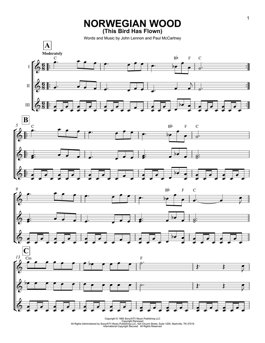 Norwegian Wood (This Bird Has Flown) Ukulele scores gallery preview page 1