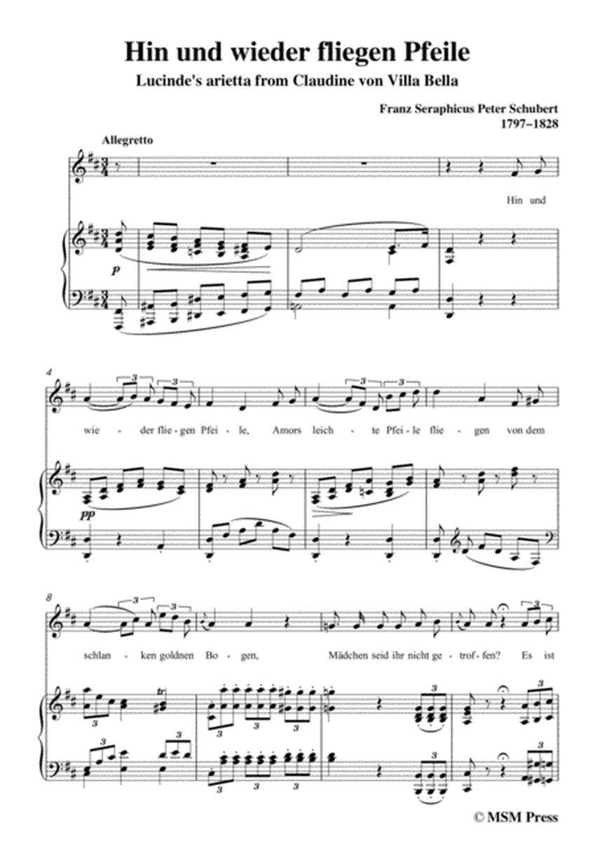 Schubert-Hin und wieder fliegen Pfeile,in D Major,for Voice&Piano image number null