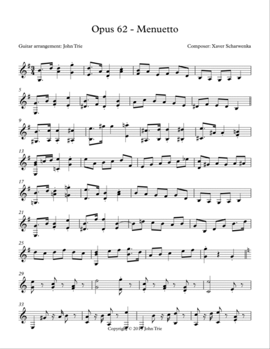 Opus 62, Menuetto Opus 62, Menuetto Acoustic Guitar scores gallery preview page 2