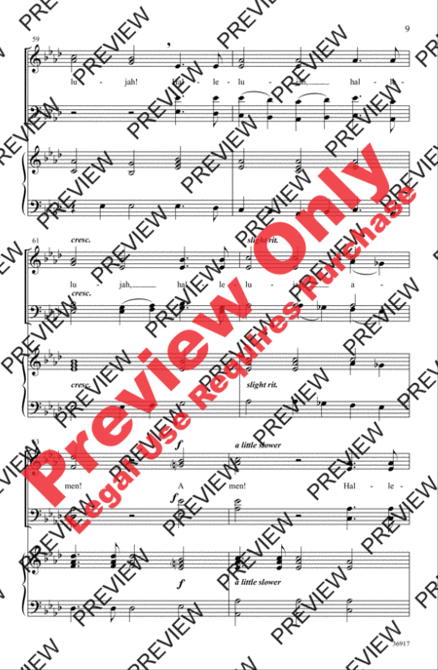 Praise God from Whom All Blessings Flow 4-Part scores gallery preview page 9