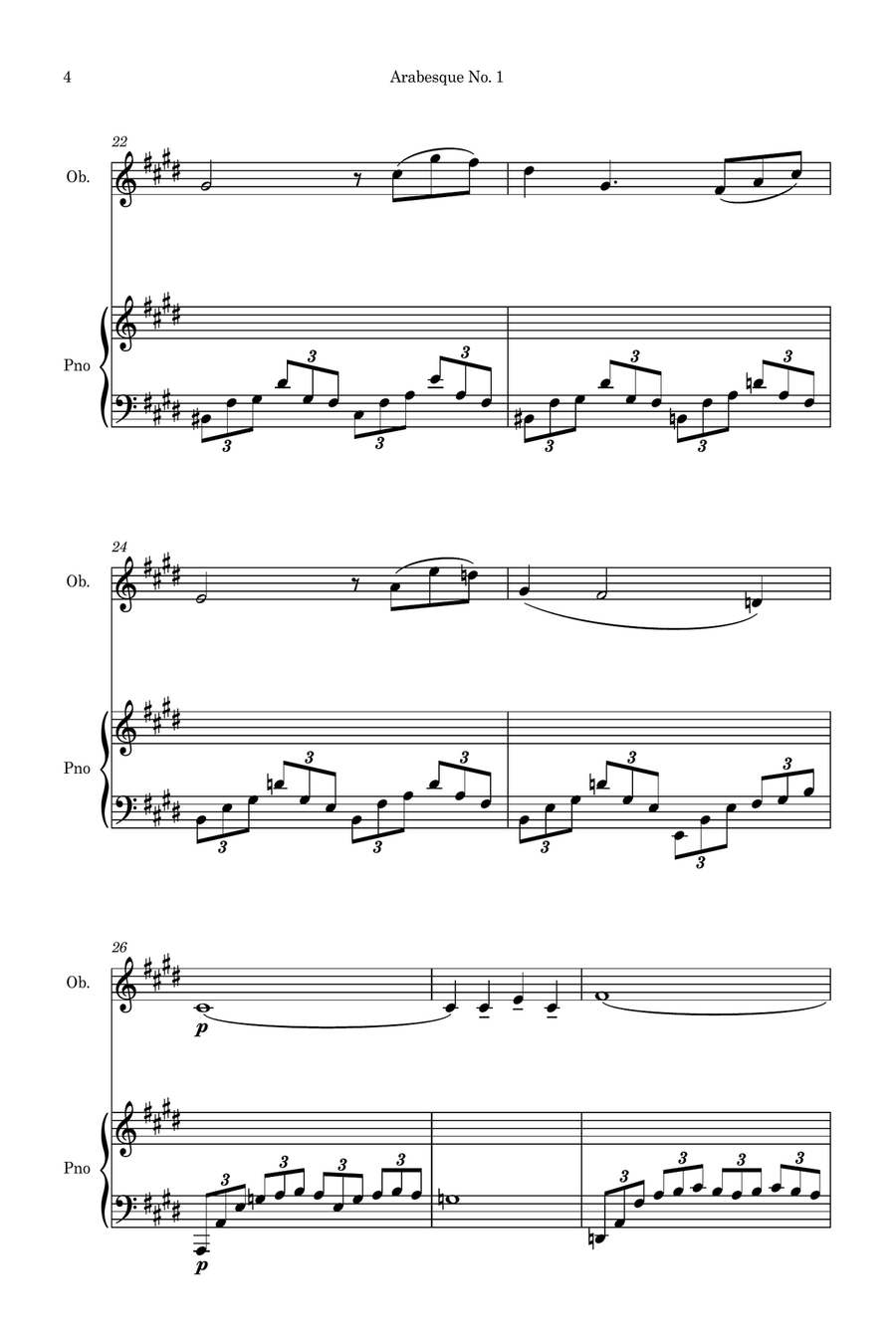 Arabesque No.1 (Simplified for Oboe and Piano) Piano scores gallery preview page 4