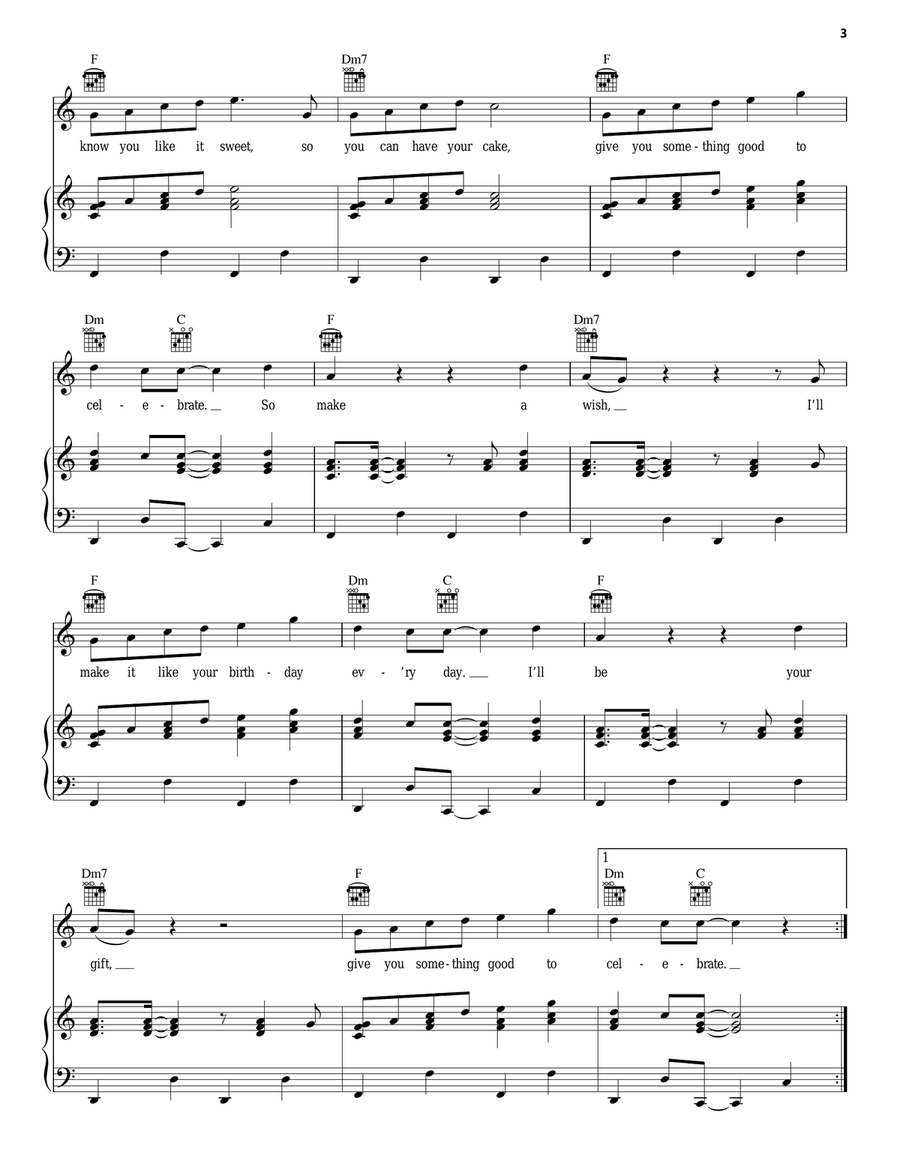 Birthday Birthday Piano, Vocal, Guitar scores gallery preview page 3