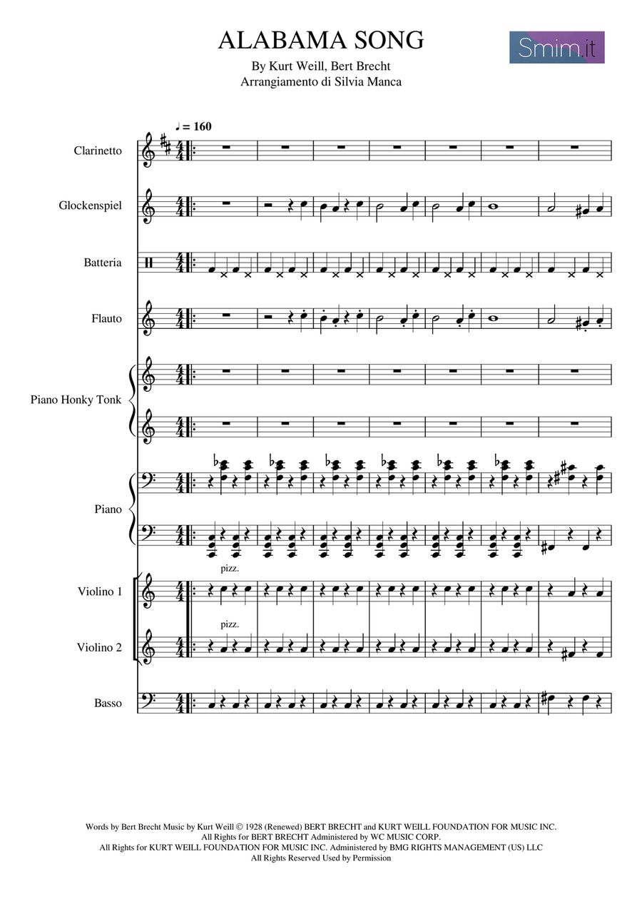 Alabama Song Large Ensemble scores gallery preview page 1