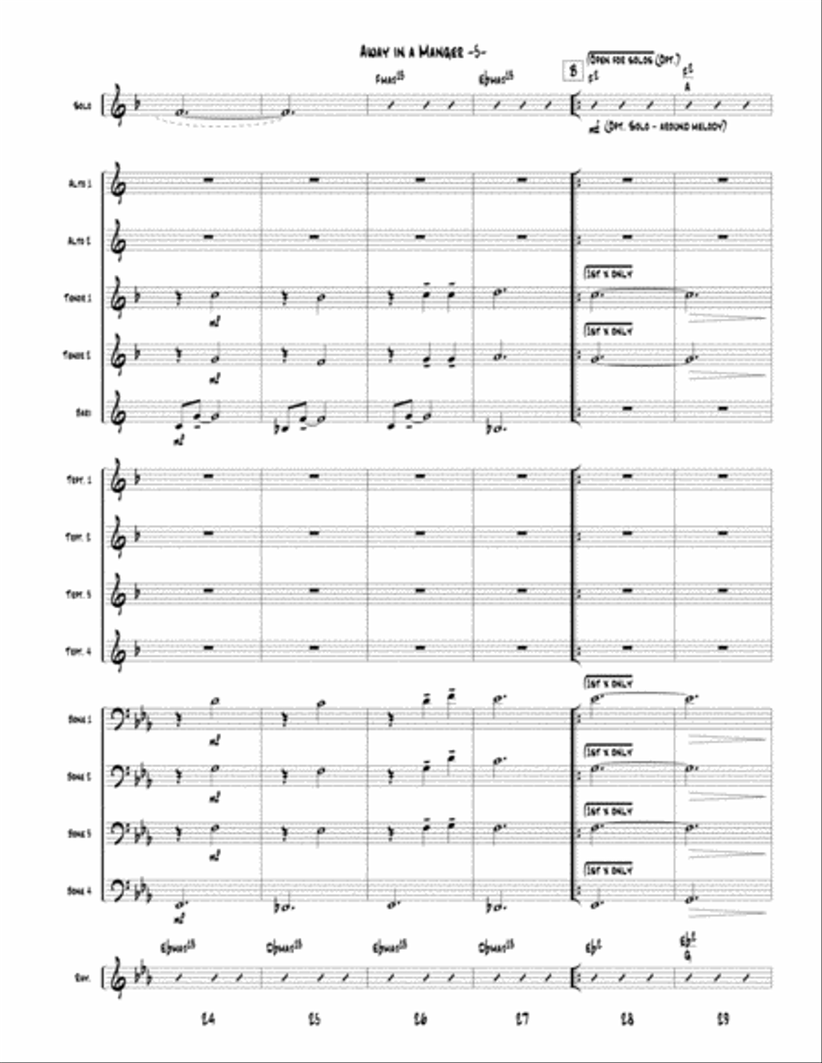 Away In a Manger for Little Big Band up to Full Big Band Jazz Ensemble scores gallery preview page 5