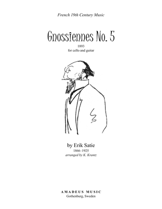 Book cover for Gnossienne no. 5 for cello and guitar