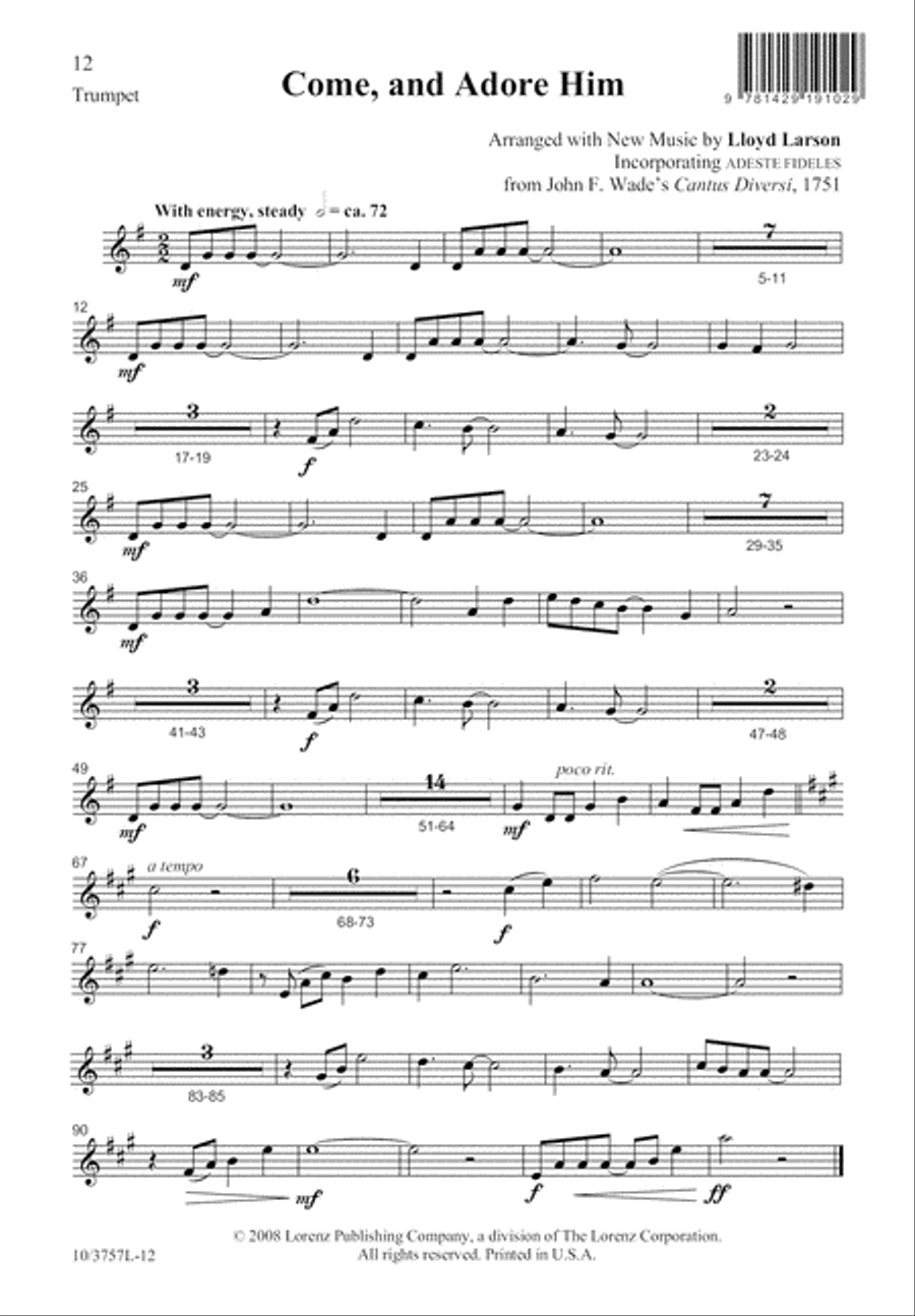 Come, and Adore Him 4-Part scores gallery preview page 12