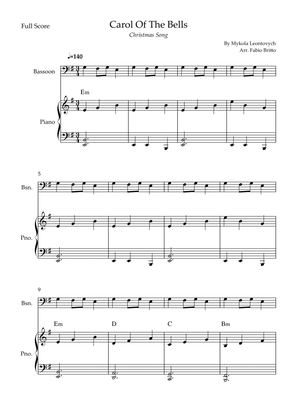 Carol Of The Bells (Christmas Song) for Bassoon Solo and Piano Accompaniment with Chords