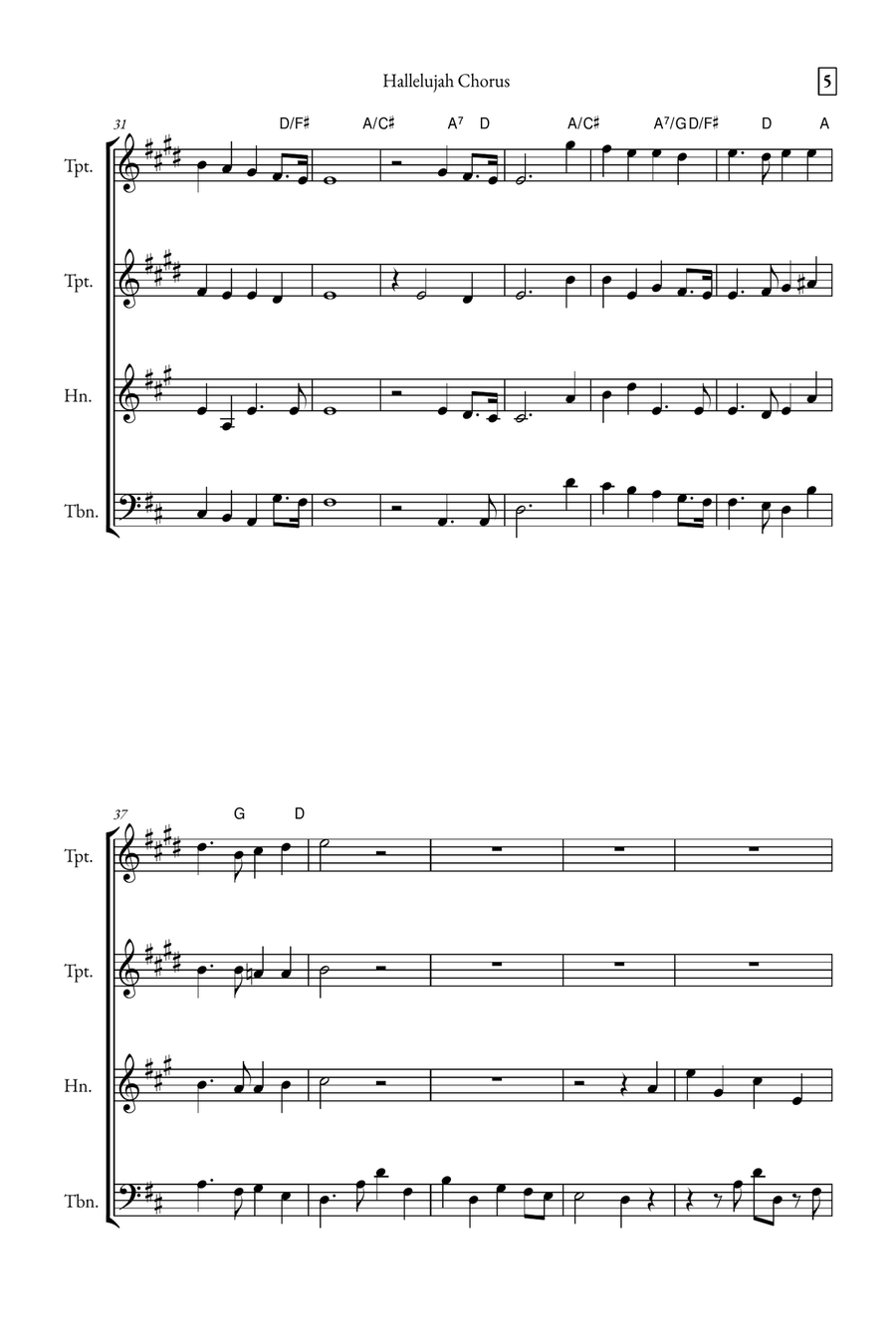 Hallelujah Chorus Brass Quartet scores gallery preview page 5