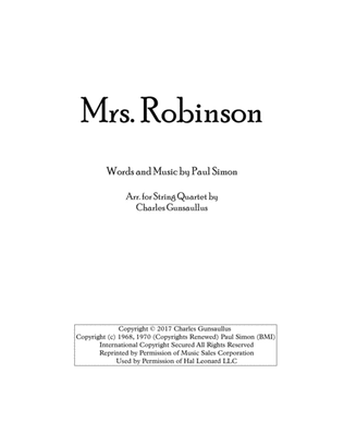 Book cover for Mrs. Robinson