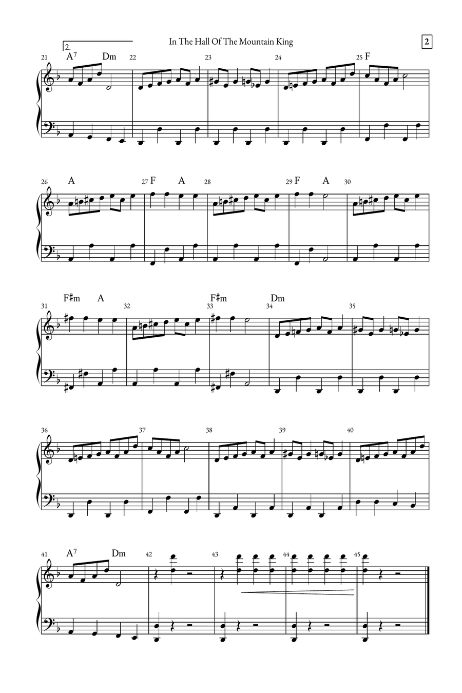 In The Hall of the Mountain King Easy Piano scores gallery preview page 2