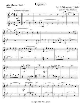 Legende-Wieniawski-Alto Clarinet duet