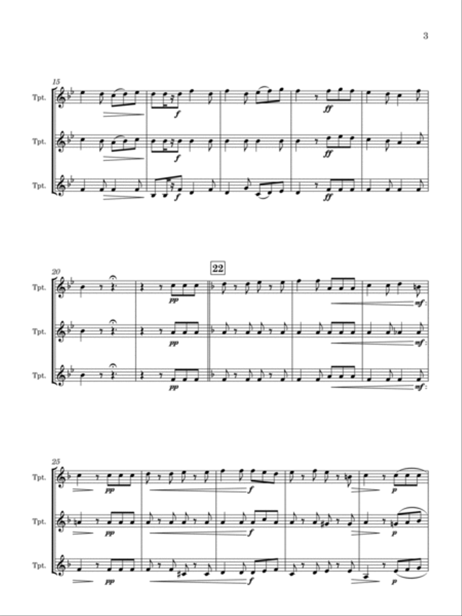 Le Fuseau de ma Grand'mère, Op.21 (arr. for Trumpet Trio) Trumpet Trio scores gallery preview page 4