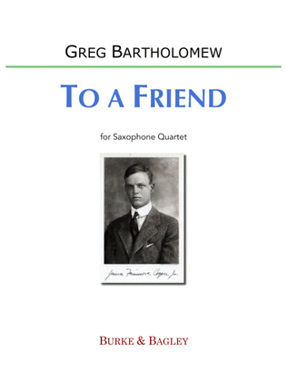 Book cover for To a Friend (Sax Quartet)