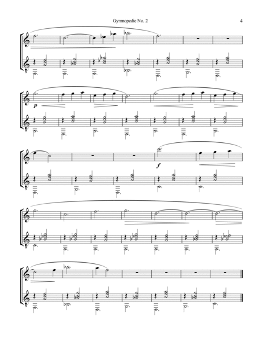 Gymnopedie (1,2,3) for violin or flute and guitar Flute scores gallery preview page 5