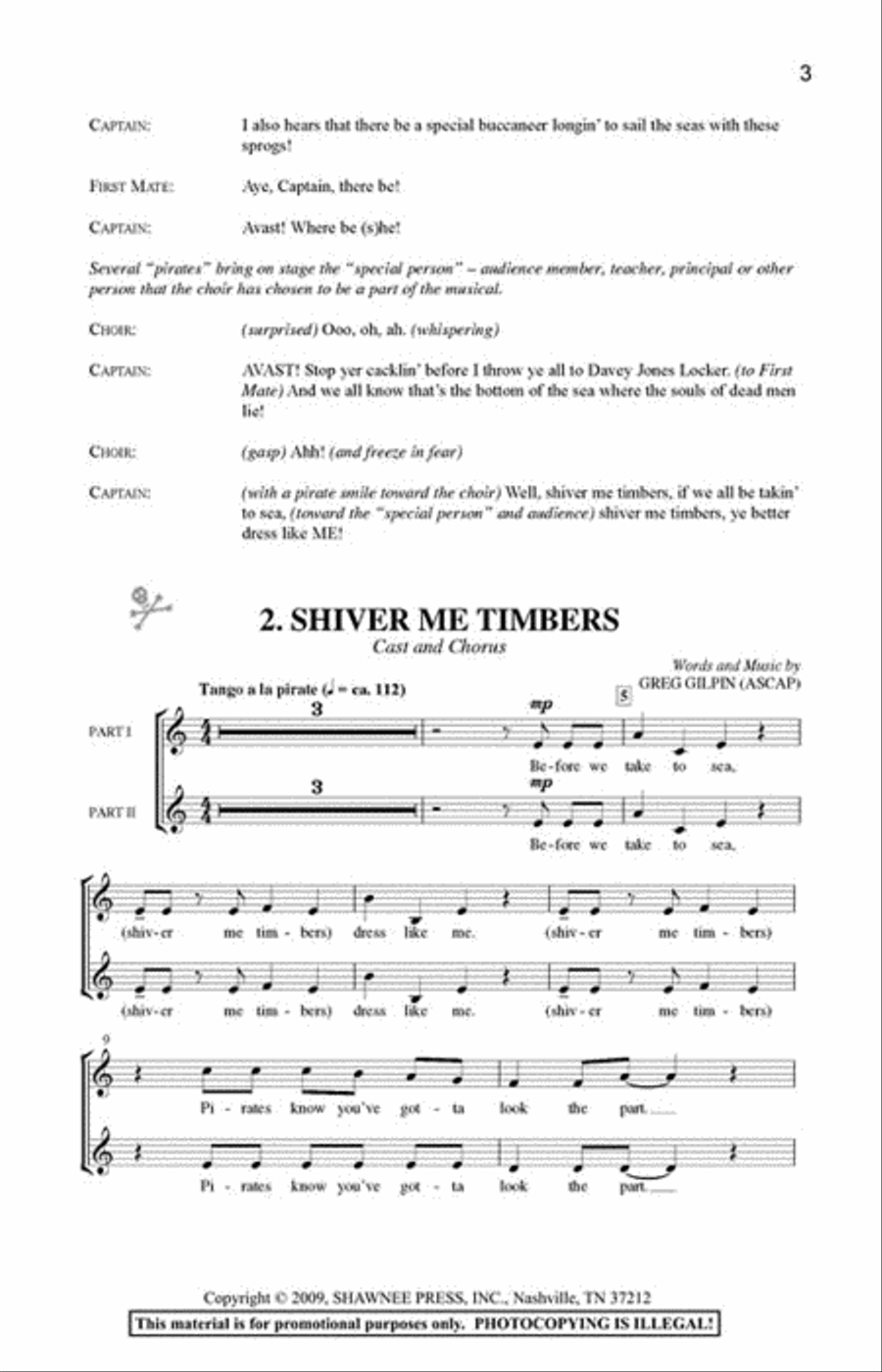 How to Be a Pirate in Seven Easy Songs Choir scores gallery preview page 3