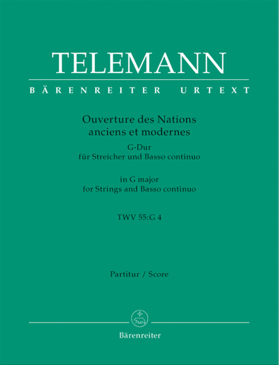 Ouverture des Nations anciens et modernes for Strings and Basso continuo G major TWV 55:G 4 String Orchestra scores gallery preview page 1