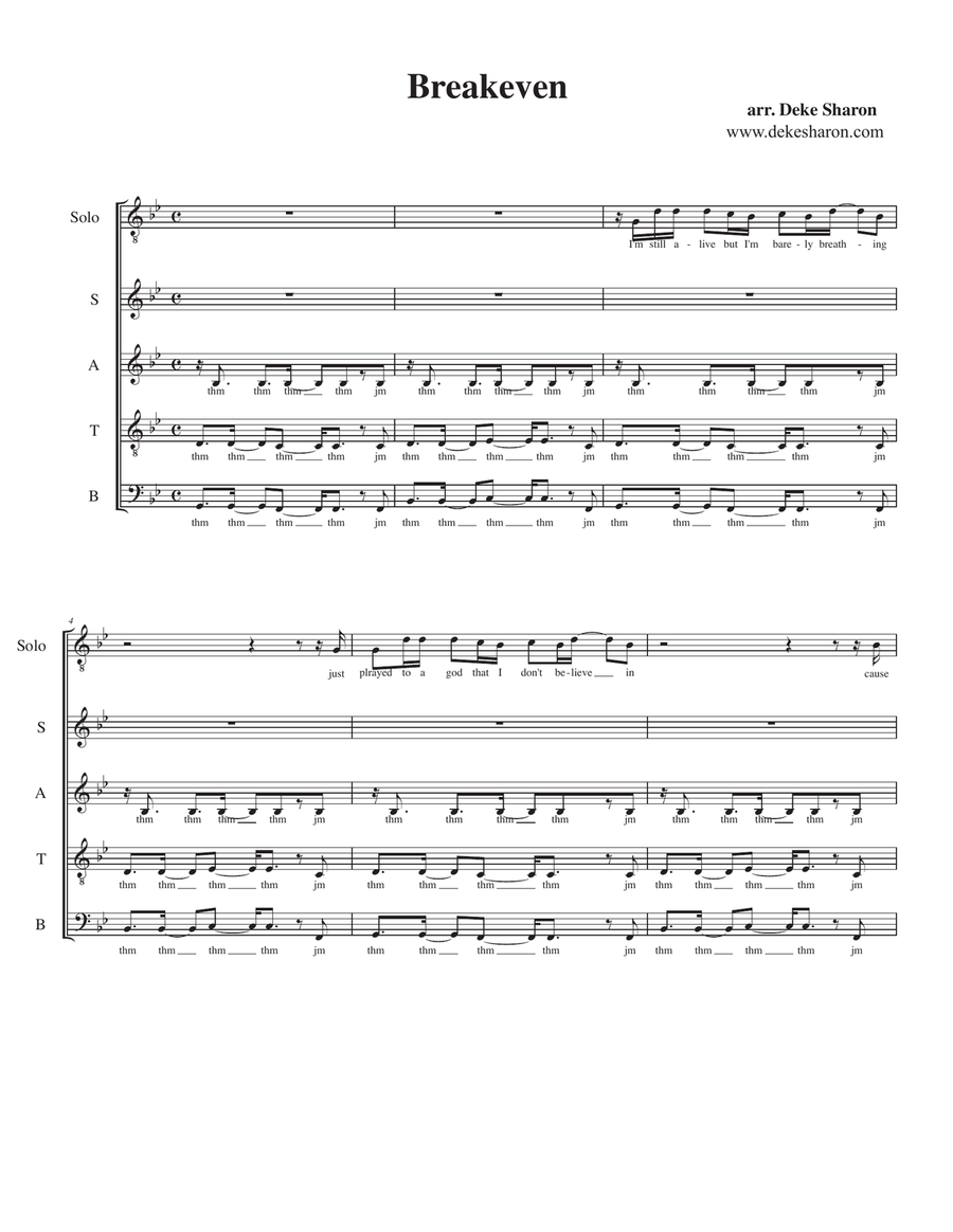 Breakeven Breakeven 4-Part scores gallery preview page 1