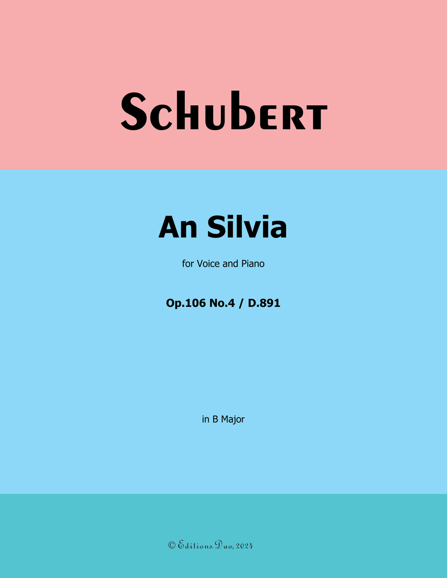 An Silvia, by Schubert, D.891, in B Major Voice scores gallery preview page 1
