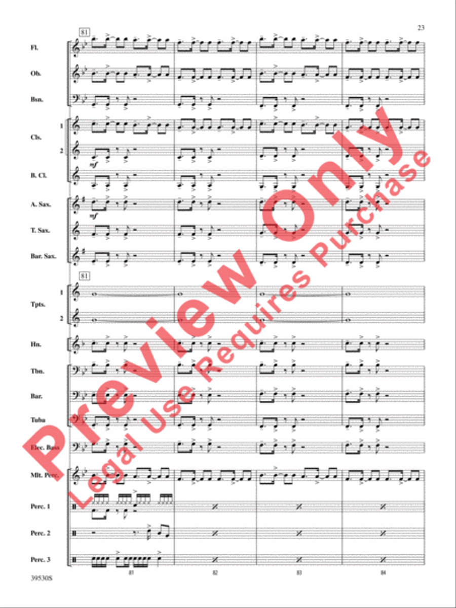Teenage Dream / Super Bass Concert Band scores gallery preview page 24