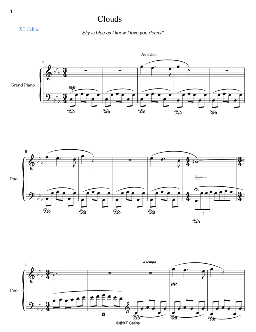 Clouds Clouds Piano Solo scores gallery preview page 1