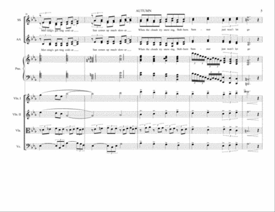 AUTUMN - For Treble Voices (SSAA) Piano & String Quartet SSAA scores gallery preview page 5