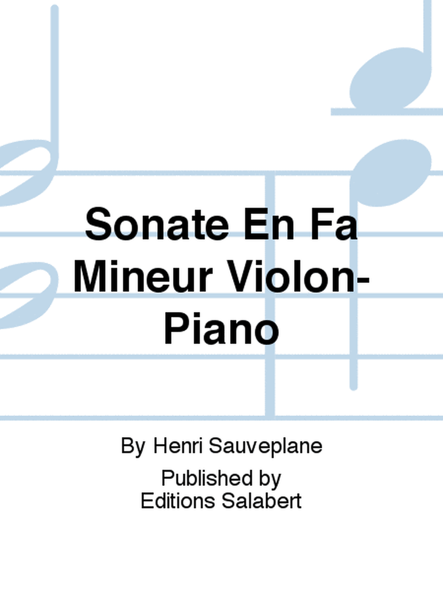 Sonate En Fa Mineur Violon-Piano