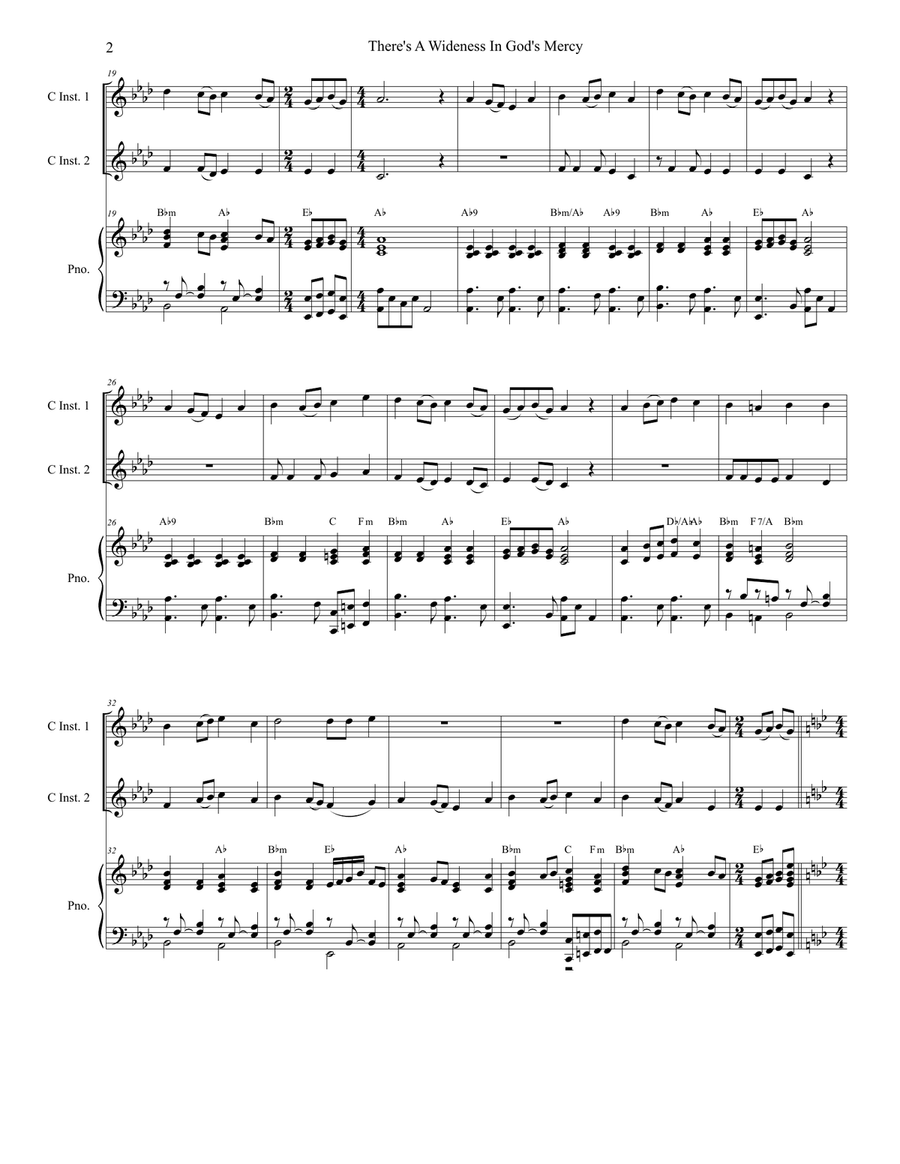 There's A Wideness In God's Mercy (Duet for C-Instruments) Piano scores gallery preview page 3