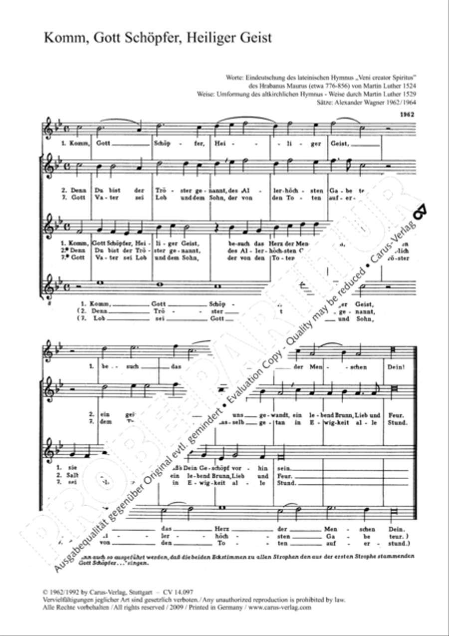 Come, Holy Ghost, our souls inspire (Komm, Gott Schopfer, Heiliger Geist) Choir scores gallery preview page 5