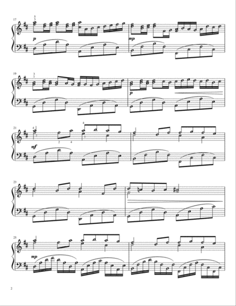 Canon in D Pachelbel's (with note names and finger numbers) Intermediate Piano Solo scores gallery preview page 2