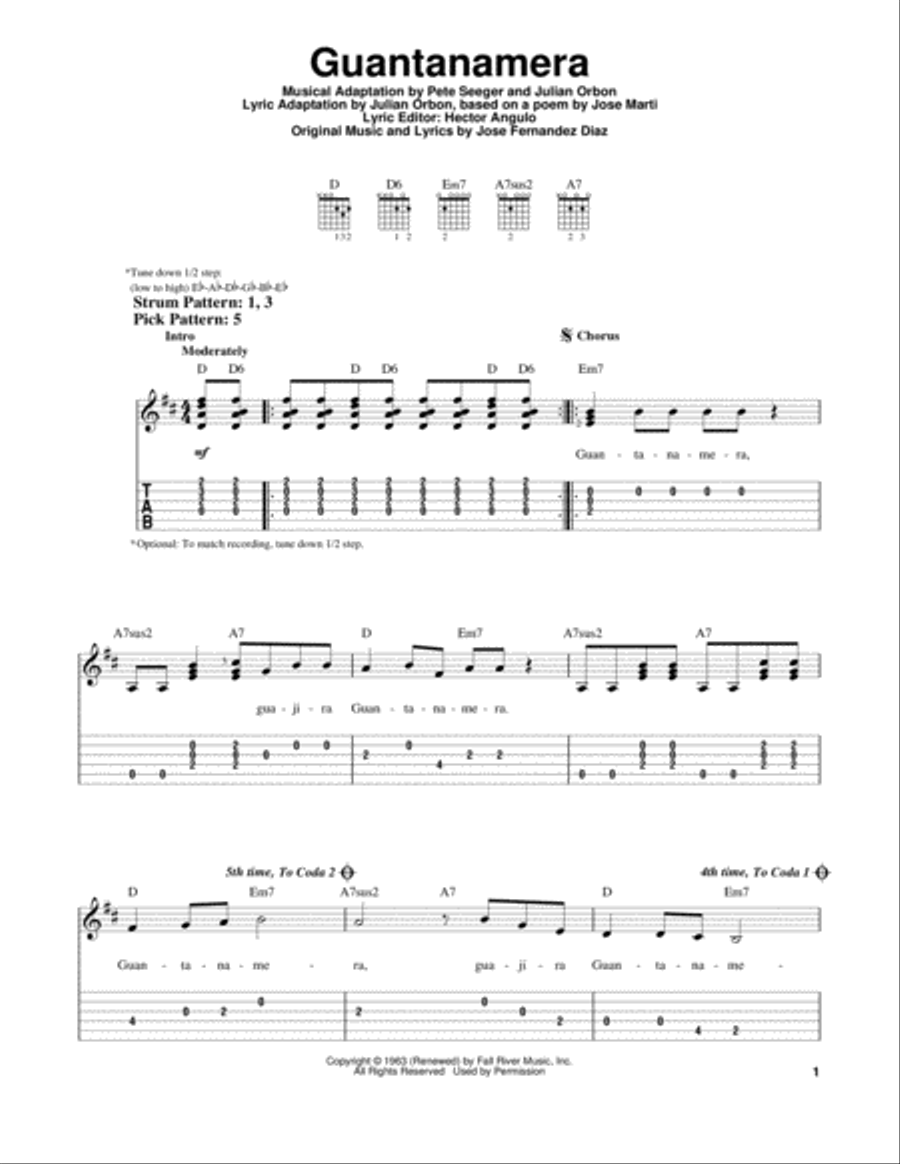 Guantanamera Acoustic Guitar scores gallery preview page 1