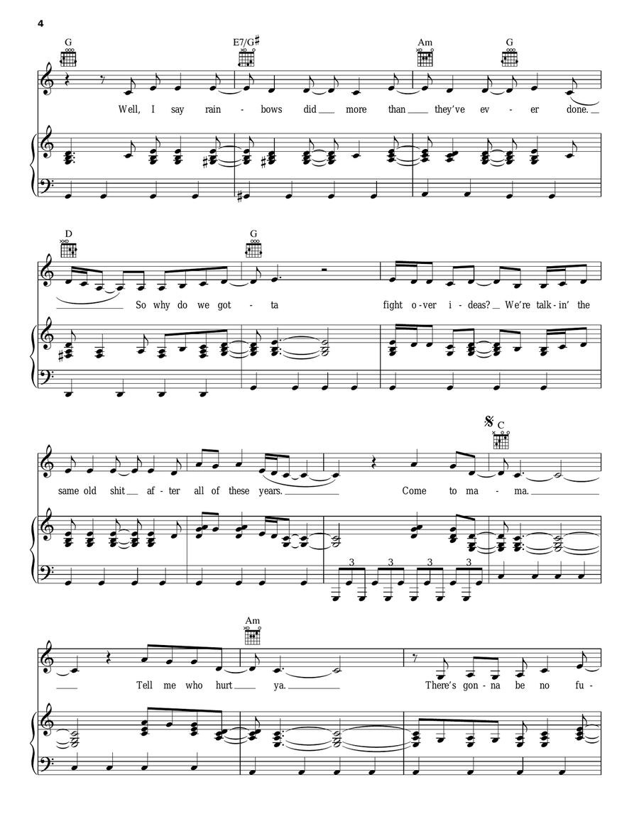 Come To Mama Come To Mama Piano, Vocal, Guitar scores gallery preview page 4