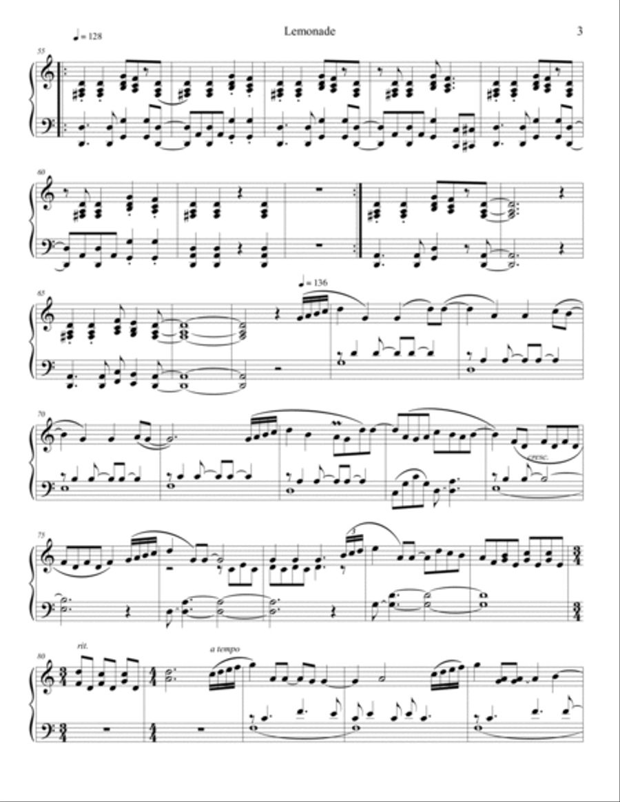 Lemonade Piano Solo scores gallery preview page 3