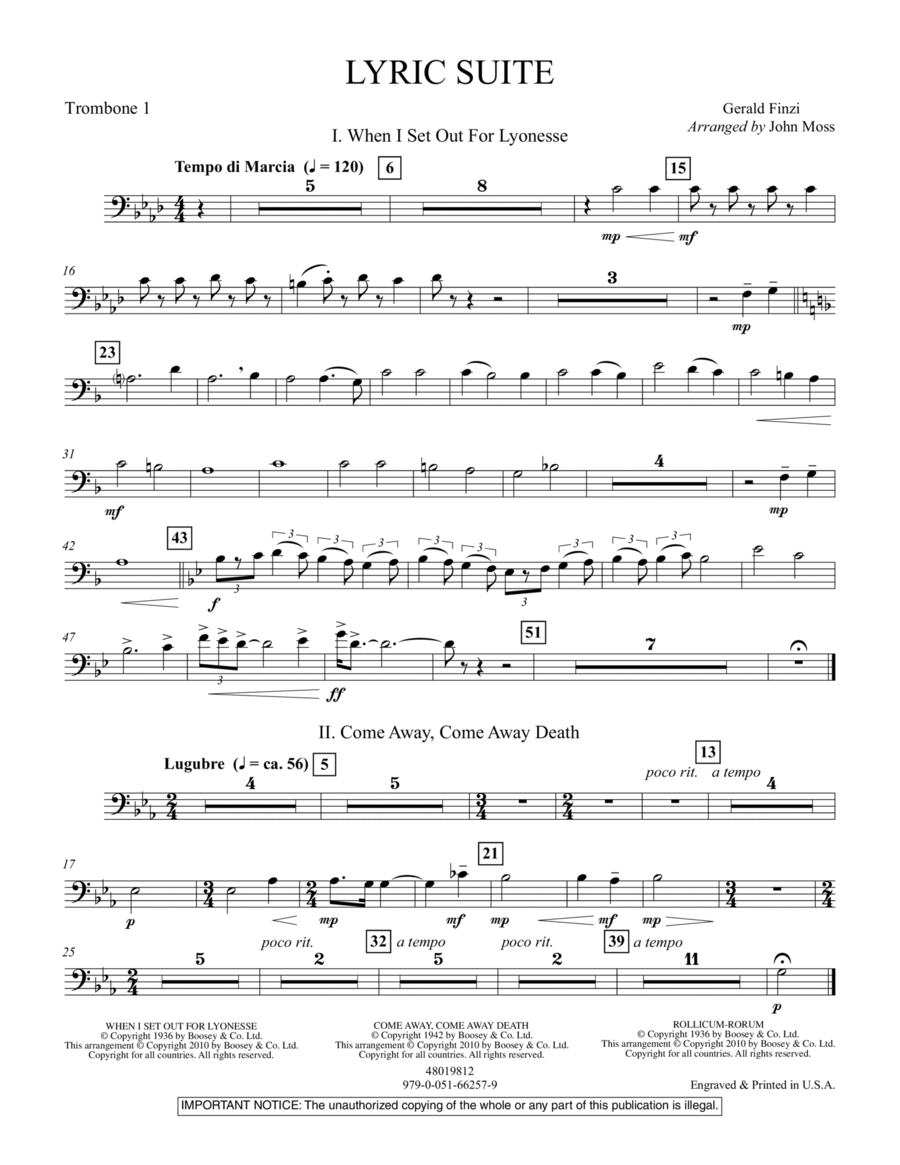 Lyric Suite - Trombone 1