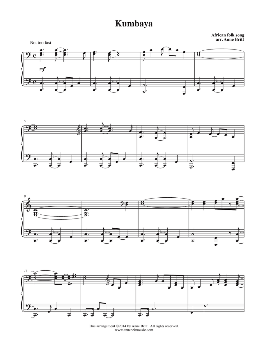 Kumbaya (early intermediate) Piano Solo scores gallery preview page 1