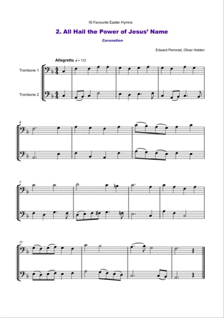 16 Favourite Easter Hymns for Trombone Duet Trombone Duet scores gallery preview page 3