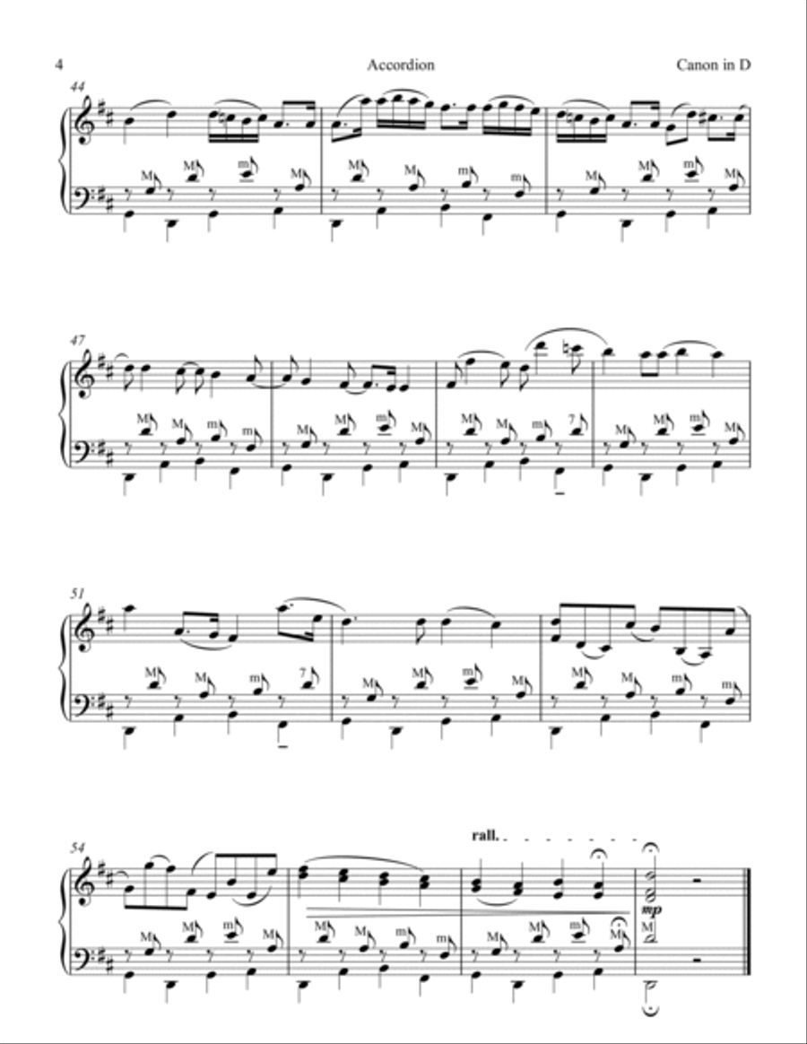 "Pachelbel Canon in D" for Accordion & String Ensemble - Set of 6 Parts image number null