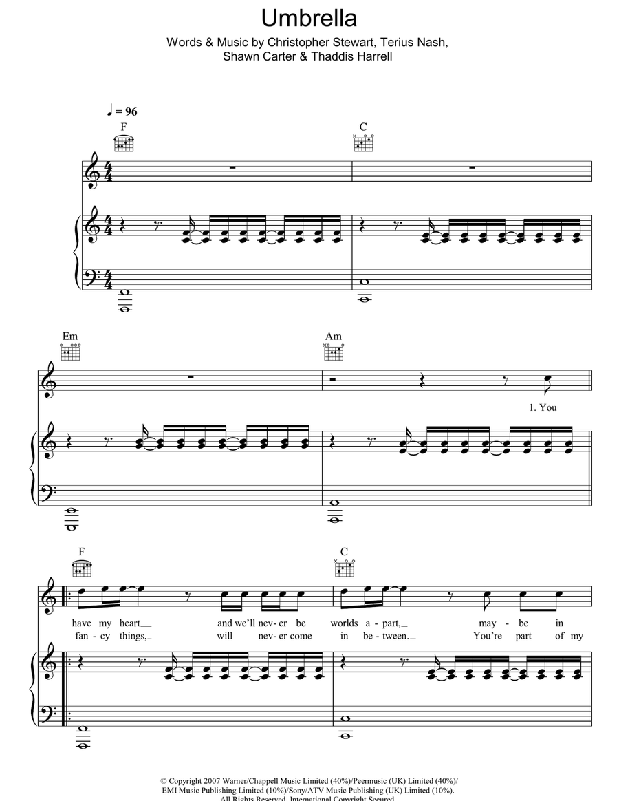 Umbrella Umbrella Acoustic Guitar scores gallery preview page 1
