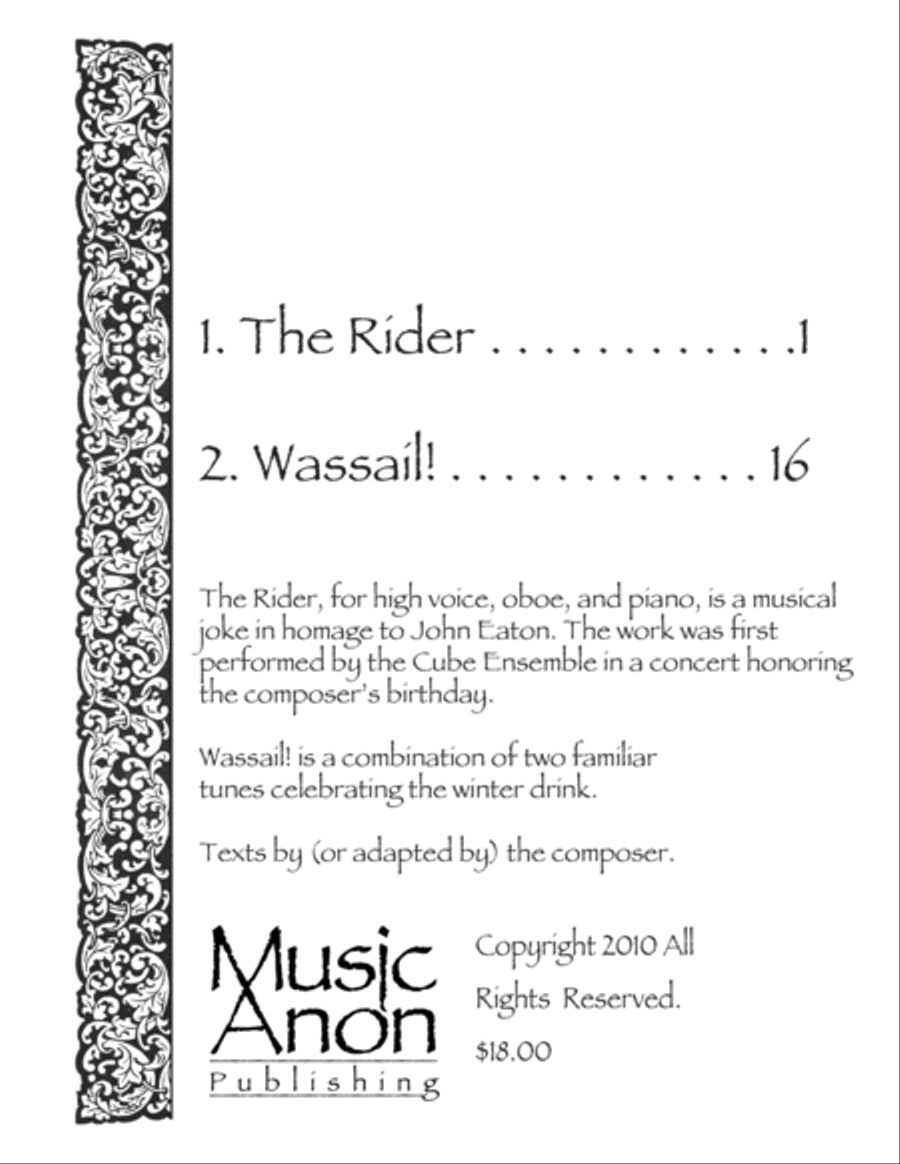 Two Musical Vignettes: The Rider & The Wassail Song Piano, Vocal, Guitar scores gallery preview page 2