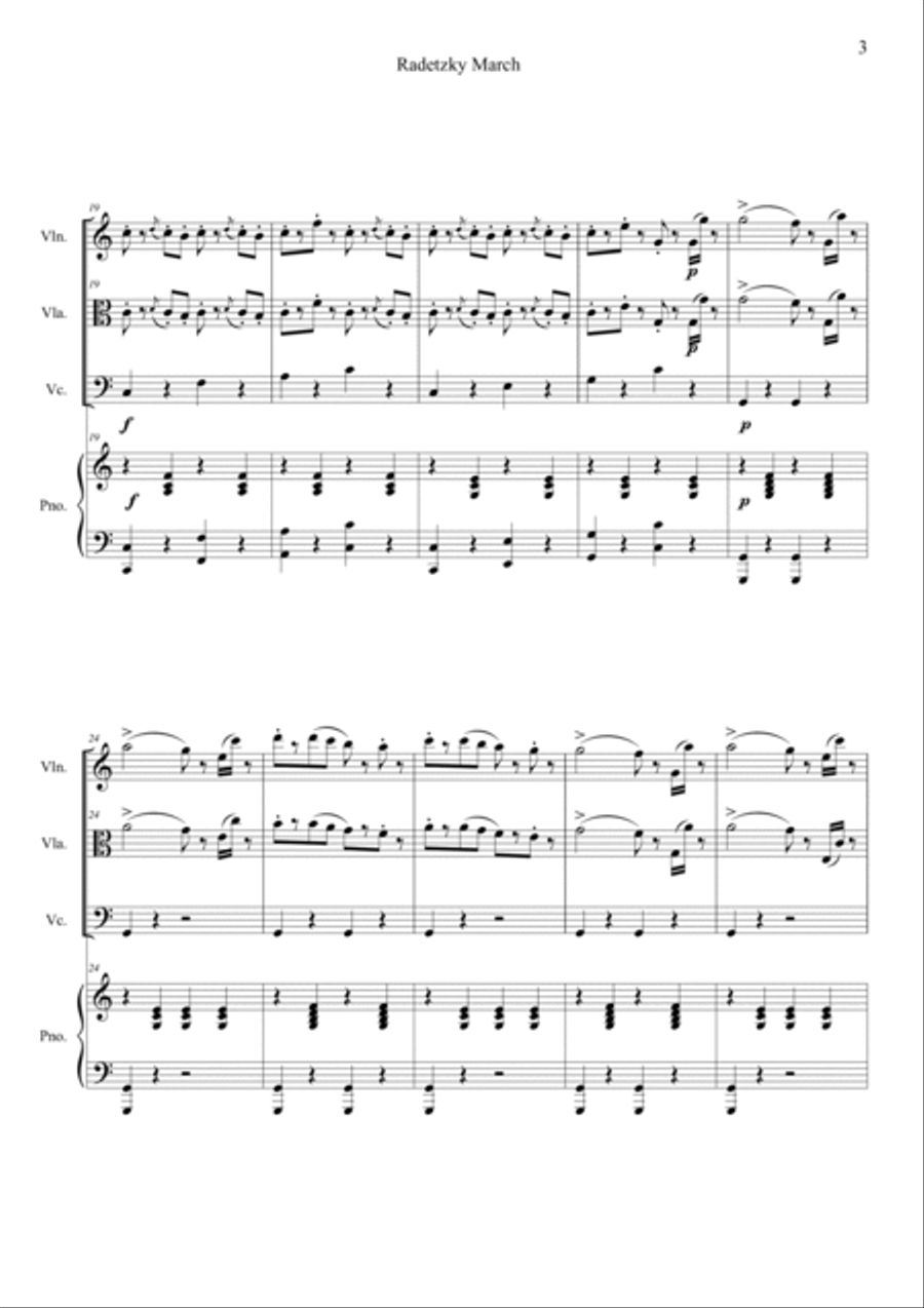 Radetzky Marsch in C Radetzky Marsch in C Piano Quartet scores gallery preview page 3