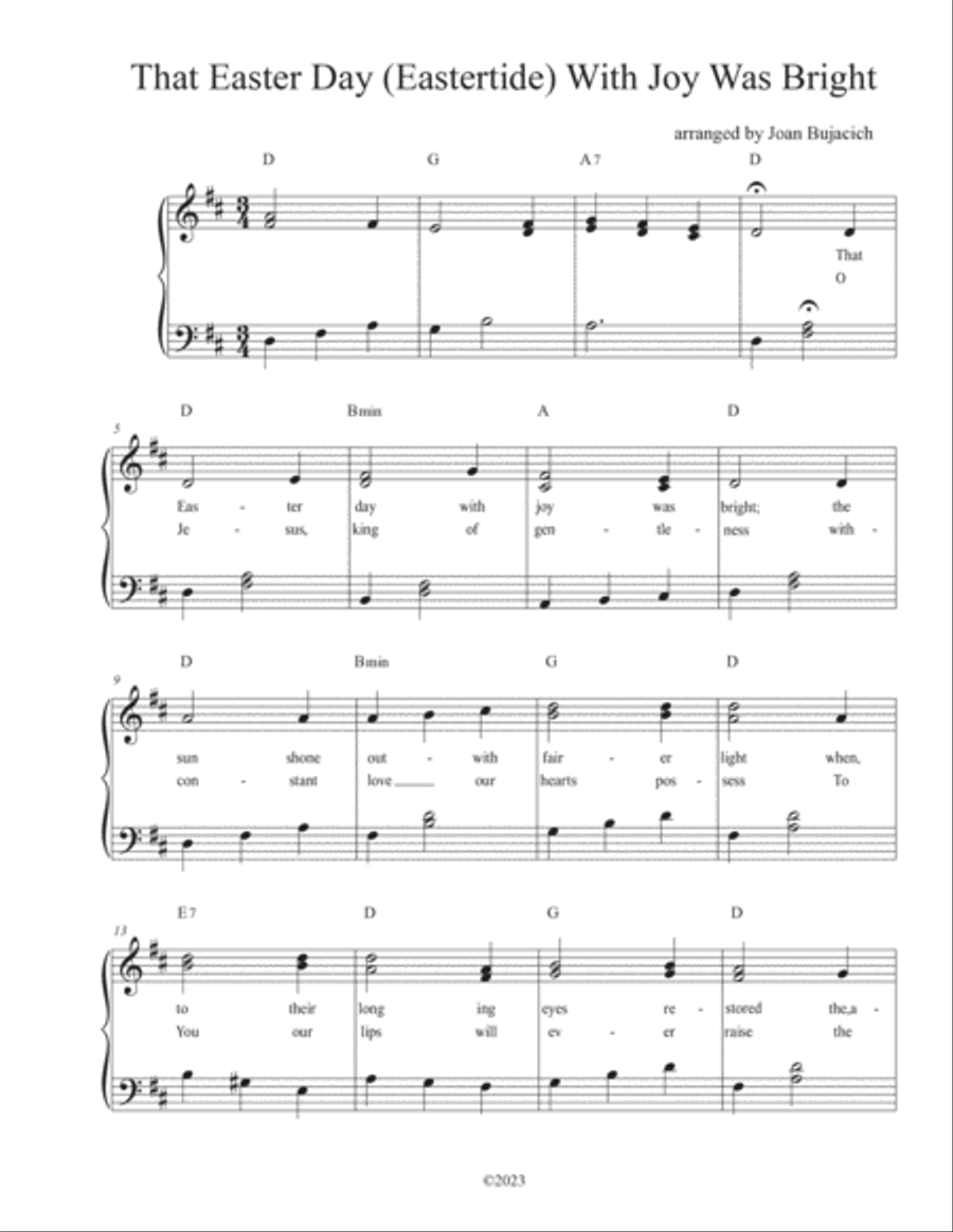That Easter Day With Joy Was Bright Easy Piano scores gallery preview page 2